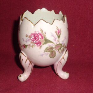 Vintage Hand Painted Egg Vase 4" Tall Made In Japan